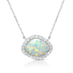 Deco Opal & White Sapphire Necklace
