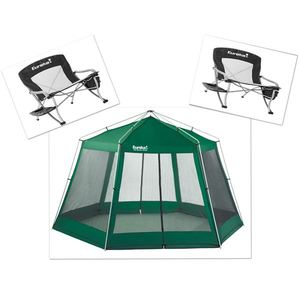 Hexagon Screen House Shelter plus Camp Chairs Package