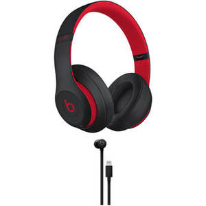 Studio3 Wireless Noise-Canceling Headphones (Defiant Black/Red) with Lightning urBeats3 (Black) Kit