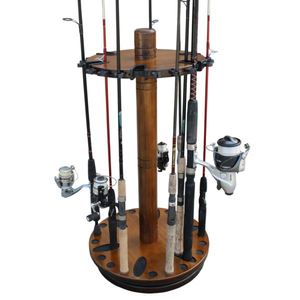 30-Fishing Rod Round Storage Rack - Dark Stain