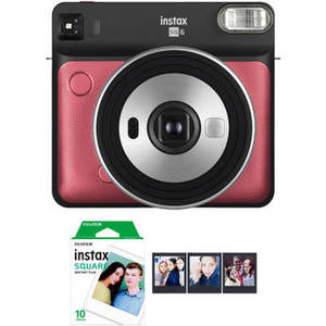 INSTAX SQUARE SQ6 Instant Film Camera with Film Bundle (Ruby Red)