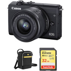 EOS M200 Mirrorless Digital Camera with 15-45mm Lens and Accessories Kit (Black)