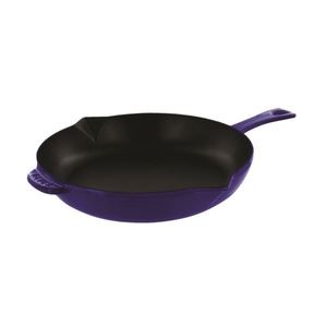 Cast Iron 12" Fry Pan with Pour Spouts - Dark Blue