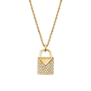 Sterling Gold Pave Lock Necklace