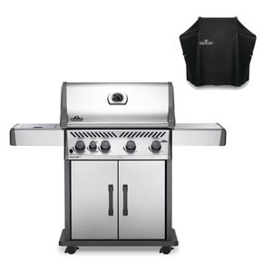 Rogue XT 525 Grill with Infrared Side Burner plus Grill Cover - Stainless Steel