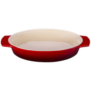 1.75qt Heritage Stoneware Oval Dish Cerise