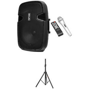 12" Rechargeable Bluetooth PA Speaker System with Stand and Microphone Kit