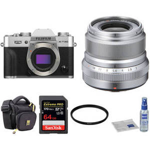 X-T30 Mirrorless Digital Camera with 23mm f/2 Lens and Accessories Kit (Silver)