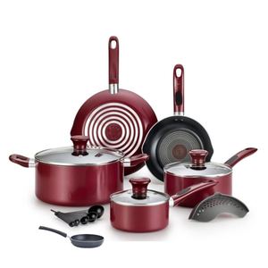 Excite Non-Stick 14-Piece Cookware Set plus Specialty Non-Stick One-Egg Wonder Package - Red