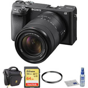 Alpha a6400 Mirrorless Digital Camera with 18-135mm Lens and Accessories Kit