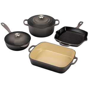 6pc Signature Cast Iron Cookware Set Oyster