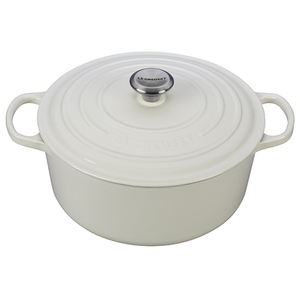7.25qt Signature Cast Iron Round Dutch Oven White