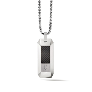 Mens Precisionist Stainless Steel Dog Tag Necklace w/ Black Overlay