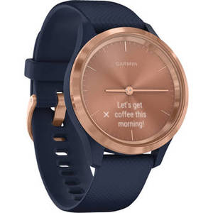 vivomove 3S Hybrid Smartwatch (39mm, Rose Gold Stainless Steel Bezel/Navy Case, Silicone Band)