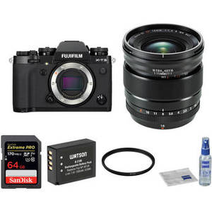 X-T3 Mirrorless Digital Camera with 16mm f/1.4 Lens and Accessories Kit (Black)
