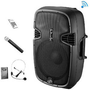 PPHP109WMU 10" 2-Way 1000W Bluetooth-Enabled PA Loudspeaker System with Wireless Handheld & Headset Microphones