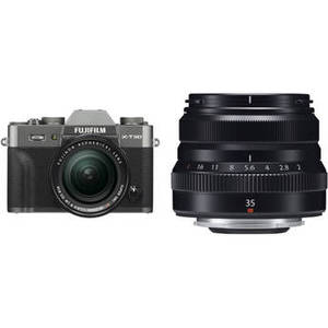 X-T30 Mirrorless Digital Camera with 18-55mm and 35mm f/2 Lenses (Charcoal Silver/Black)