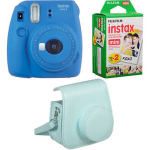 INSTAX Mini 9 Instant Film Camera Bundle (Cobalt Blue)