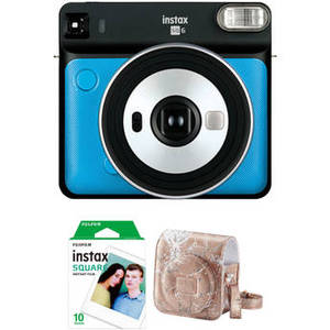 INSTAX SQUARE SQ6 Instant Film Camera with Film and Case Kit (Metallic Blue)