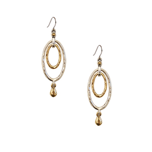 Two-Tone Oval Drop Earrings