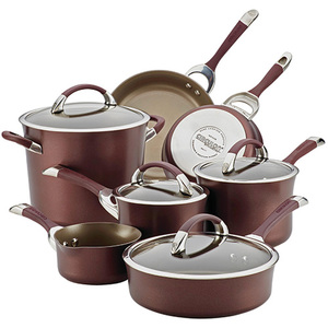 11pc Symmetry Hard Anodized Cookware Set Merlot