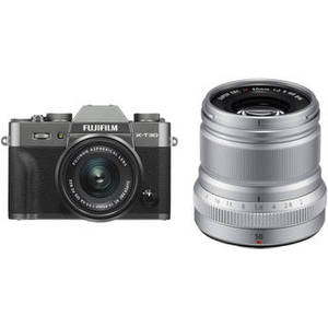 X-T30 Mirrorless Digital Camera with 15-45mm and 50mm f/2 Lenses (Charcoal Silver/Silver)