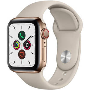 Watch Series 5 (GPS + Cell, 40mm, Gold Stainless Steel, Stone Sport Band)