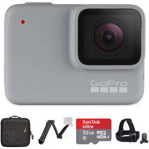 HERO7 White with 3-Way Grip, Head Strap, 32GB Card, and Case Kit