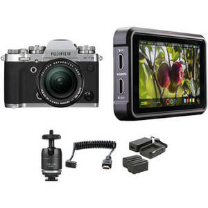 X-T3 Mirrorless Digital Camera with 18-55mm Lens and Ninja V Kit (Silver)