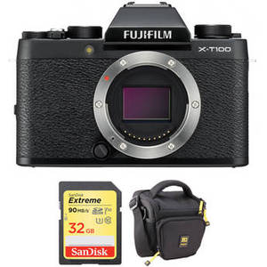 X-T100 Mirrorless Digital Camera Body with Accessories Kit (Black)