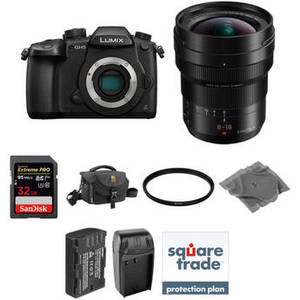 Lumix DC-GH5 Mirrorless Micro Four Thirds Digital Camera with 8-18mm Lens Deluxe Kit