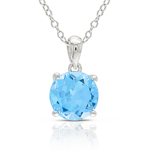 Blue Topaz Solitaire Pendant