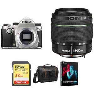 KP DSLR Camera with 18-55mm Lens and Accessories Kit (Silver)
