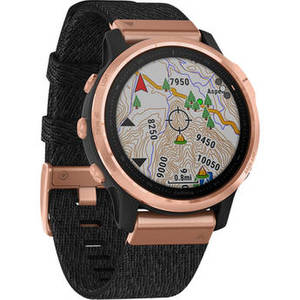 fenix 6S Multisport GPS Smartwatch (42mm, Sapphire, Rose Gold-Tone / Heathered Black Nylon Band)