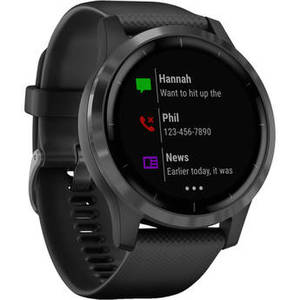 vivoactive 4 Smartwatch (45mm, Slate Stainless Steel Bezel/Black Case, Silicone Band)