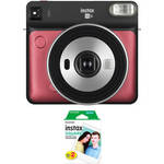 INSTAX SQUARE SQ6 Instant Film Camera with Twin Pack of Film Kit (Ruby Red)