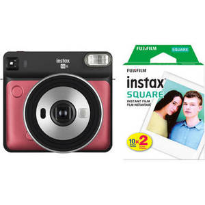 INSTAX SQUARE SQ6 Instant Film Camera with Twin Pack of Film Kit (Ruby Red)