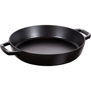 13" Cast Iron Double Handle Fry Pan Matte Black