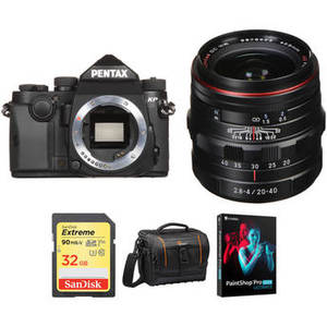 KP DSLR Camera with 20-40mm Lens and Accessories Kit (Black)