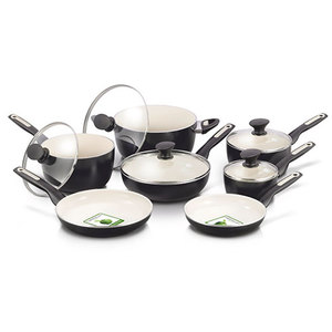 Rio 12pc Ceramic Nonstick Cookware Set Black