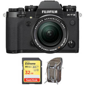X-T3 Mirrorless Digital Camera with 18-55mm Lens and Accessories Kit (Black)