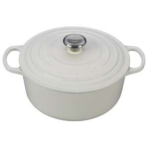 5.5qt Signature Cast Iron Round Dutch Oven White