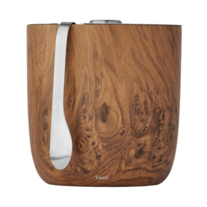 S'well 68 oz Teakwood Ice Bucket with Tongs