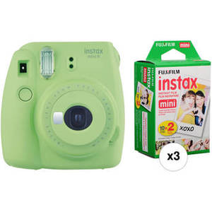 INSTAX Mini 9 Instant Film Camera with Instant Film Kit (Lime Green, 60 Exposures)