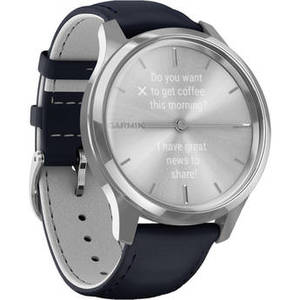 vivomove Luxe Hybrid Smartwatch (42mm, Silver Stainless Steel Case, Leather Band)
