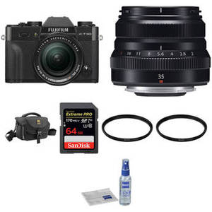 X-T30 Mirrorless Digital Camera with 18-55mm and 35mm f/2 Lenses and Accessories Kit (Black)