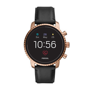 Mens Q Explorist Gen 4 HR Smartwatch Black Leather Strap