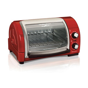 Easy Reach Toaster Oven w/ Roll-Top Door Red