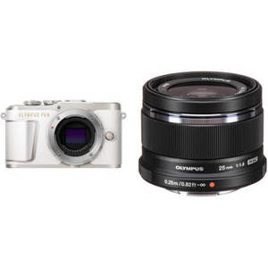 PEN E-PL9 Mirrorless Digital Camera with 25mm f/1.8 Lens Kit (White Camera/Black Lens)