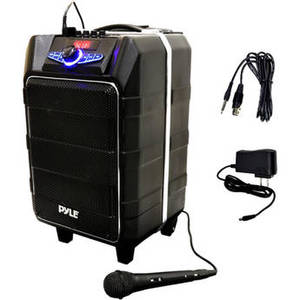 8" Active Portable Bluetooth Stereo Loudspeaker with Karaoke Microphone